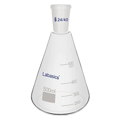 Image de Labasics Flacon Erlenmeyer en Verre 24/40, à Paroi Épaisse Borosilicaté avec Joint Extérieur Conique Standard 500 ml