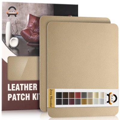 Image de Simili Cuir Autocollant, 28 x 21 cm 2 pièces Patch de réparation en Auto adhésif, Kit pour Sièges D&#039;auto, Canapés, Bateau, Chaises Kaki