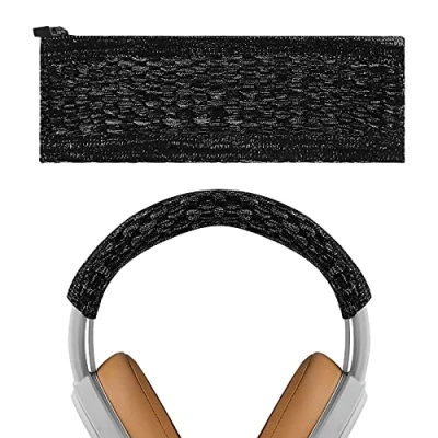 Image de Geekria Housse de bandeau en tissu tricoté compatible avec les casques Sony WH1000XM5, WH1000XM4, WH1000XM3, coussin protection, pièce rechange, installation facile à faire soi même (noir)