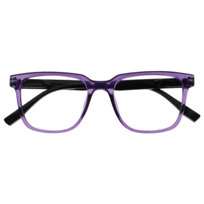 Image de OPULIZE LEO Lunettes de Lecture Monture Rectangulaire Large Violet Branches Noires Hommes Femmes Charnières à Ressorts R55 5 +3.50