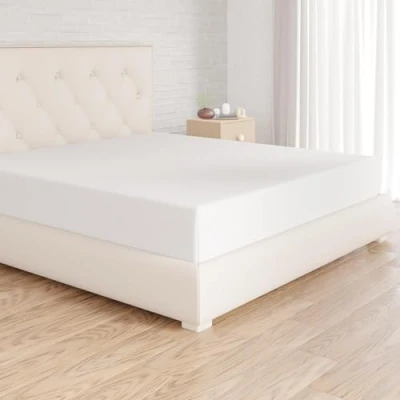 Image de Amazon Basics Drap Housse, 180 x 200 cm, 100% Coton Jersey pour Matelas Épais jusqu&#039;à 30 Blanc