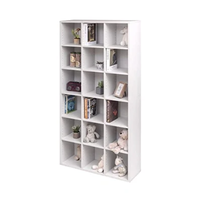 Image de Iris Ohyama, Bibliothèque, Meuble de rangement, 18 Etagères àjustable, Solide &amp; stable, Disposition verticale ou horizontale, Polyvalente, Bureau, Salon, Chambre Book Shelf BKS 1890 Chêne Blanc
