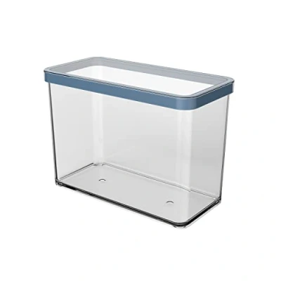 Image de Rotho Loft boîte de rangement rectangulaire 2,1l avec couvercle et scellé, plastique qualité alimentaire (PP) sans BPA, transparent/bleu, 2.1l (20.0 x 10.0 14.2 cm)