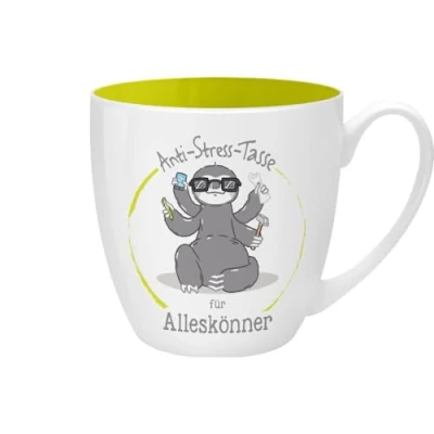 Image de GRUSS &amp; CO 45513 Tasse Anti stress pour tous, 45 cl, faite à base de porcelaine New Bone China, idéale comme cadeau, jaune, 9,5 cm