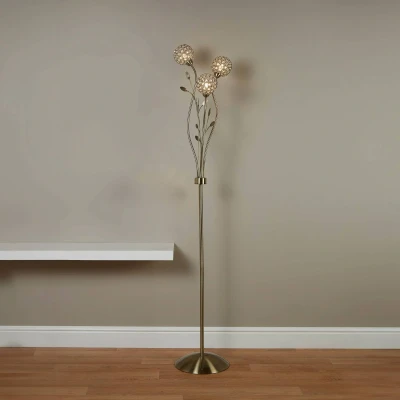 Image de Searchlight Lampadaire Bellis II, laiton vieilli, verre, 3 lampes à G9
