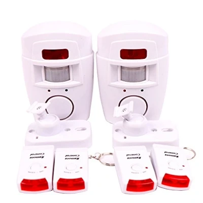 Image de WER Alarme De Détection Mouvement sans Fil Infrarouge, Sécurité La Maison, Garage D&#039;été, Centre Stockage, Système D&#039;alarme Caravane, Alimentation par Batterie avec 2 Télécommandes (2 pc)