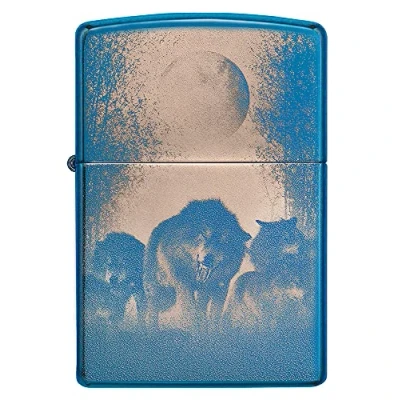 Image de Zippo Loup 7 Bleu hautement Poli Briquet tempête, Rechargeable, dans Une boîte Cadeau de qualité 20446 086778 Taille Unique