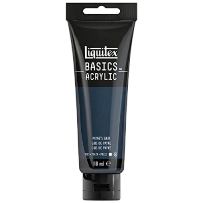 Image de Liquitex 8870067 Basics peinture acrylique, artistique monopigmentée, résistante à la lumière, qualité archive, finition satinée, tube De 118 ml Gris Payne