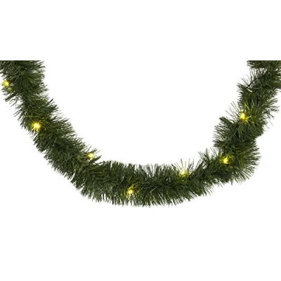 Image de Brauns Heitmann 84885 Guirlande lumineuse à LED en branche de sapin 20 pièces Fonctionne avec 3 piles AA non incluses Vert 270 cm