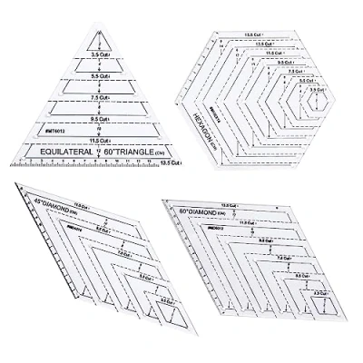 Image de 4 Pièces Transparentes Couture Règle, Règle Coudre Bricolage, Courtepointe Modèles, Quilting Ruler, Échelle Précise et Caractères Clairs, pour Bricolage Artisanat Patchwork Outil