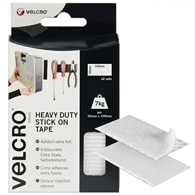 Image de Velcro Marque Lot De 2 Bandes Adhésives Puissance Industrielle Double Face Avec Fixation Auto Agrippante À Crochets Et Boucles, Parfaites Pour La Décoration Pièce Maison