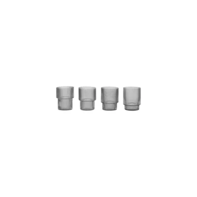 Image de Ferm Living Verre Ripple small 6cl Lot de 4 Smoked grey