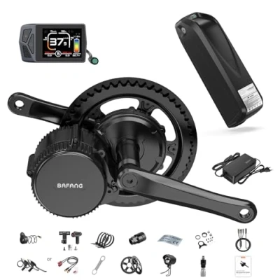 Image de Bafang 250W 48V BBS01B Kit Moteur Pedalier avec Batterie 48V17,5Ah Downtube et EKD01 Écran LCD, de Conversion Central pour Vélo Montagne, Route, Banlieue BB 68MM Ebike DIY