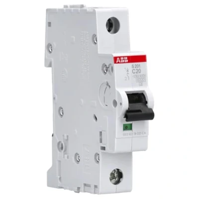Image de ABB Disjoncteur miniature S201 C20, 1 pôle, type C, capacité de coupure 6/10 kA, courant 20 A (2CDS251001R0204)