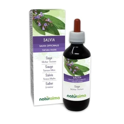 Image de Sauge (Salvia officinalis) feuilles Teinture Mère sans alcool Naturalma Extrait liquide gouttes 200 ml Complément alimentaire Végétalien ou végan