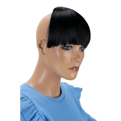 Image de CAISHA Bangs Clip In Extensions Franges Frontales Postiche De Cheveux Noir HF1