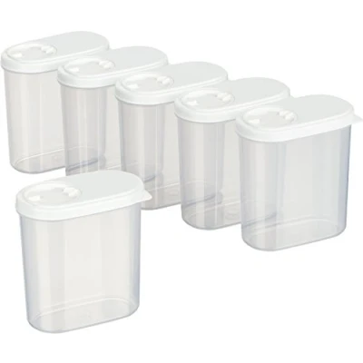 Image de MiraHome Lot de 6 boîtes à épices verseuses Conservation qualité autrichienne (Blanches, 0,30 l)