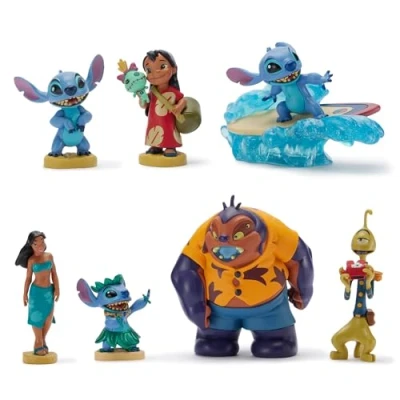 Image de Disney Store Official Ensemble de Figurines Lilo &amp; Stitch, 7 Jouets Comprenant Lilo, Nani, Jumba Jookiba et Pleakley, à partir 3 Ans