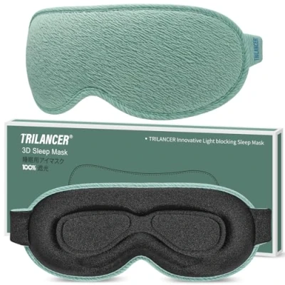 Image de Masque de Nuit Innovant 2024,Trilancer Bandeau Sommeil les yeux, Cache œil Dormir,Masque Sommeil,Voyage Avion Méditation Siestes, Accessoires pour Hommes et Femmes, Bloque la Lumière (Vert lac)