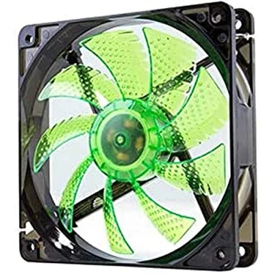 Image de NOX Coolfan NXCFAN120LG Ventilateur de boîtier PC 120 mm, 9 pales translucides, roulements longue durée, 4 LED, silencieux, connecteur 3 et broches, couleur vert