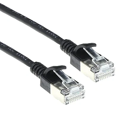 Image de ACT Câble réseau CAT6a U/FTP LSZH LAN fin 3,8 mm Flexible Sans crochet CAT 6a Avec fiche RJ45 Pour une utilisation dans les centres de données 0,5 m Noir DC7900 0,50