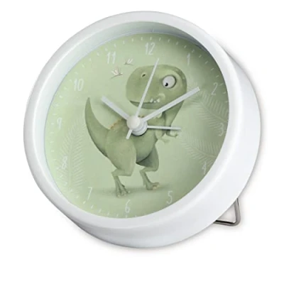 Image de Hama réveil pour Enfant « Happy Dino » sans tic tac (Horloge avec Motif Dinosaure, à Piles, Heure d&#039;alarme réglable, idéal également comme Horloge d&#039;apprentissage) Vert