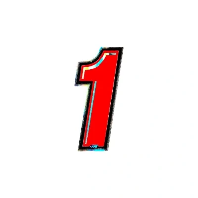 Image de Nombre de Course 1 Holographique Fin, Rouge, 10 x 6,5 cm