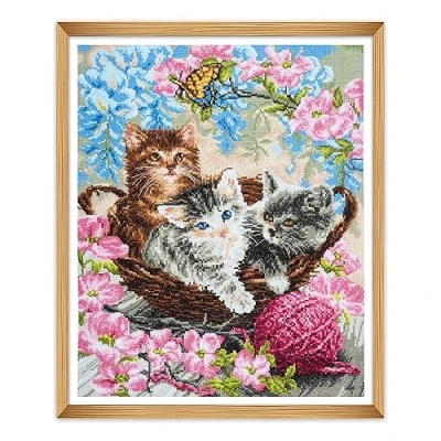 Image de Trimits Grand kit de broderie au point croix compté 11 fils 45 x 55,5 cm, chats (cadre non inclus)