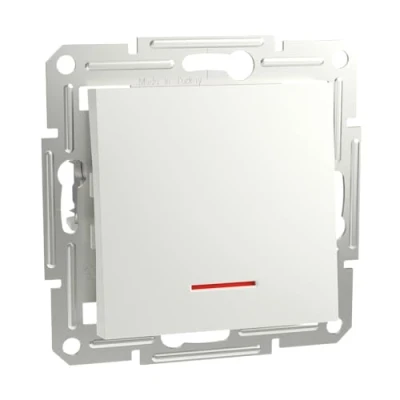 Image de Schneider Electric Asfora EPH1670121D Bouton poussoir encastré avec LED 10 A 250 V AC, bornes à vis, blanc