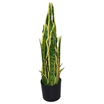 Image de Leaf Sansevieria Plante Artificielle d&#039;Intérieur Jaune Vert 55 cm