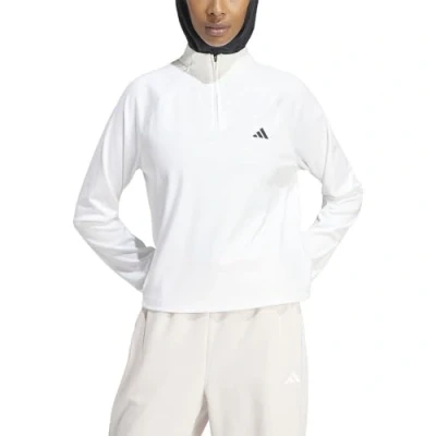 Image de adidas Performance Train Essentials Minimal Branding 1/4 ZIP Cover UP Tshirt à manches longues, Femme, Taille: Large, White