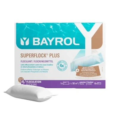 Image de BAYROL Superflock Plus 1 kg Floculant Piscine pour Filtre à Sable/Verre Formule avec lanthane Élimine Les Particules Fines, métaux &amp; phosphates Rend l‘Eau cristalline