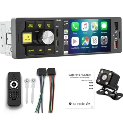 Image de WEPARTICULAR 1 autoradio DIN Lecteur vidéo multimédia écran Tactile de 4,1 Pouces Bluetooth Mirror Link AUX Auto Stéréo Head Unit avec caméra arrière