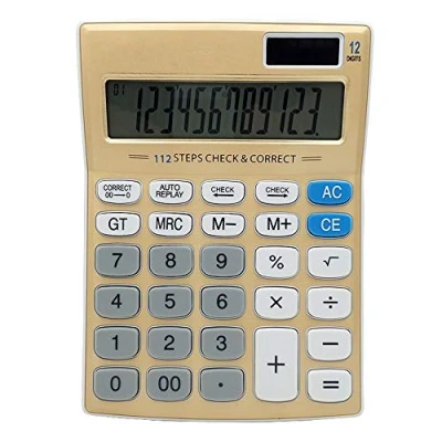 Image de Mengshen Calculatrice de Bureau Grande, Batterie Solaire à Double Alimentation avec Grand écran 12 Chiffres, Base pour Bureau/Design élégant