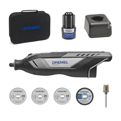Image de Dremel 8250 12V Outil rotatif sans fil 5 000 30 tr/min multifonction balais avec étui souple, accessoires, 1 batterie + chargeur pour poncer, fraiser, graver, couper