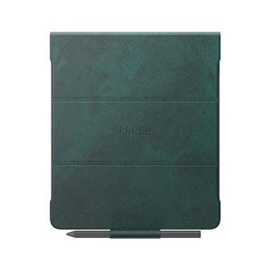 Image de Étui à rabat en cuir premium avec attache aimantée pour Amazon Kindle Scribe Compatible uniquement Design fin et léger Vert