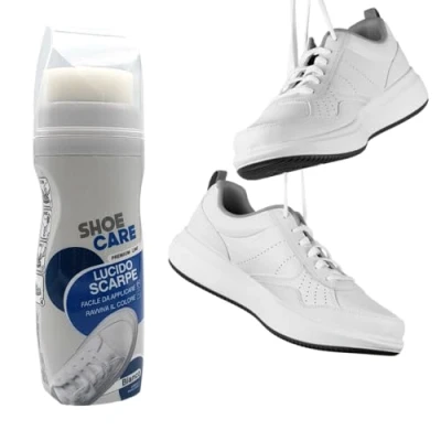 Image de BullTek Ensemble complet pour les baskets Brillant et blanchissant 75 ml avec applicateur pratique en tube éponge Élimine taches la saleté Parfait baskets, Blanc, 75ml