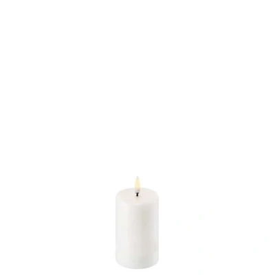 Image de UYUNI Éclairage bougie LED pilier sans flamme Fausse à piles avec 3D vacillante, blanc nordique, 5 x 7,5 cm