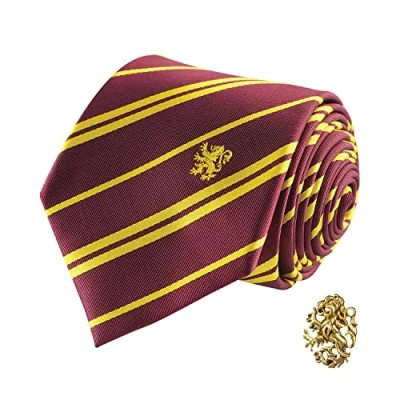 Image de Cinereplicas Harry Potter Cravate avec Pin&#039;s Edition Deluxe Licence Officielle Gryffondor Taille Unique 100% Microfibres Livrée dans 1 Boite Cadeau Rouge