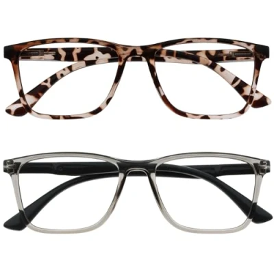 Image de OPULIZE NYX Blue Light Blocking Reading Glasses Anti Glare Computer and Gaming Eyewear 2 Pack UV Eyestrain Protection Rectangular Frame Brown Grey Men Women + 1.00