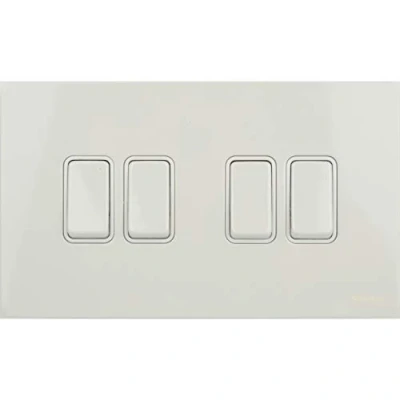 Image de Schneider Electric Plaque plate sans vis ultime Interrupteur à bascule 4 interrupteurs bidirectionnels, unipolaire, 16AX, GU1442WPW, peint en blanc avec insert