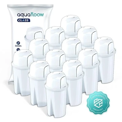 Image de Aquafloow Cartouches De Filtre À Eau Remplacement pour Brita Classic, Dafi Family Astra, Les Filtres Nettoient L&#039;eau, Réduit du Calcaire, le Fluorure, Chlore 12 pièces