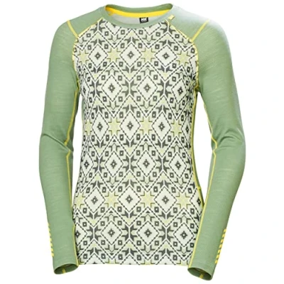 Image de Helly Hansen Femme W Lifa Merino Midw Gra Crew Shirt, Jade 2.0 Star Pixel, M EU