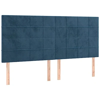 Image de vidaXL 4X Têtes de Lit Meubles Chambre à Coucher Accessoires Simple Cadre Intérieur Bleu Foncé 100x5x78/88 cm Velours