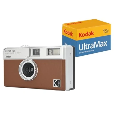 Image de KODAK EKTAR H35 Caméra vidéo Demi Format 35 mm, réutilisable, sans Mise au Point, léger, Facile à Utiliser (Film et Pile AAA Non Incluse) (Pack Noir avec Film 24exp)