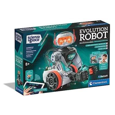 Image de Clementoni Science et Jeu Robotics Evolution Robot 2.0 à Construire Programmer, Laboratoire de Robotique Enfants 8+ Ans, STEM Coding, Télécommandé, Moteurs électriques LED, Made in Italy,