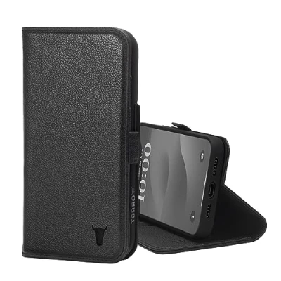 Image de TORRO Coque Compatible avec iPhone 15 Pro Max Étui Portefeuille en Cuir Véritable Fonction de Support et Porte Cartes (Compatible Les chargeurs Officiels MagSafe) Noir