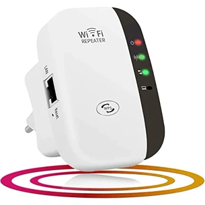 Image de FKH WiFi Répéteur 300Mbps Wireless Mini Repeater sans Fil Adaptateur Amplificateur de Signal Répétiteur, 2.4GHz Antennes Intégrées Norme,1 Port Ethernet, Protection WPS