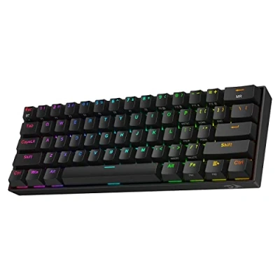 Image de Redragon K530 Draconic 60% Clavier mécanique sans Fil RVB Compact, 61 Touches TKL conçu 5.0 Bluetooth Gaming Keyboard (Noir Interrupteur Marron)