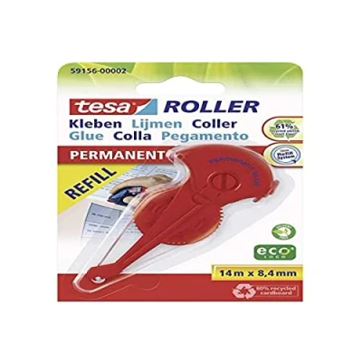 Image de tesa® Lot de 5 Recharges Roller Colle Permanente Extra Forte Recharge pour le en Souris tesa 14 m x 8,4 mm chacune cartouches